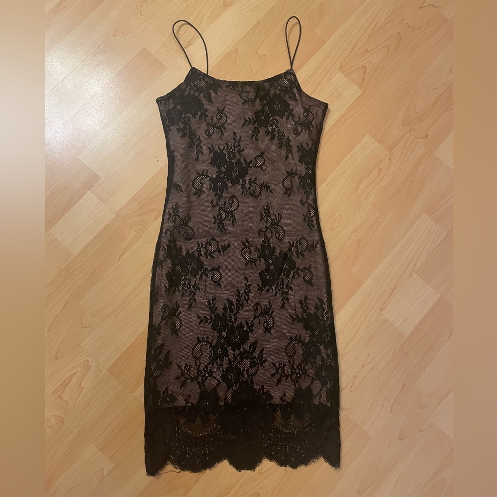 Divided Black Lace Mini Dress
